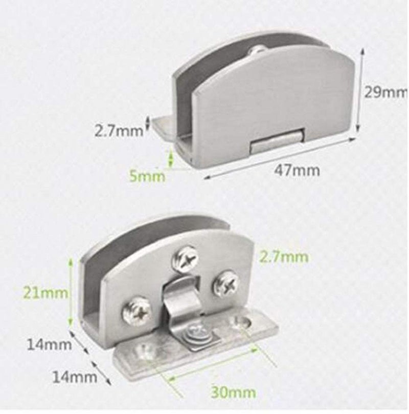 QIAO [4 pcs]] Cabinet Glass Door Hinge Bathroom Clip Frameless Glass Door Cabinet Display Cabinet Cabinet Clip 90 Degree Hinge (Silver) - Image 1